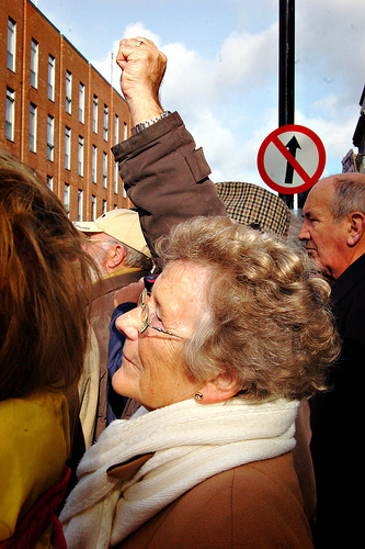 One of the 15,000 to protest outside Leinster House yesterday